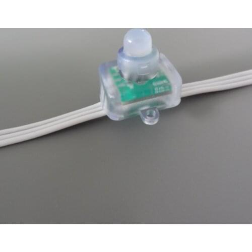 Square type DC5V addressable 12mm WS2811 led smart pixel node,RGB full color;RGB 20AWG all WHITE wire,IP68;50pcs a strand