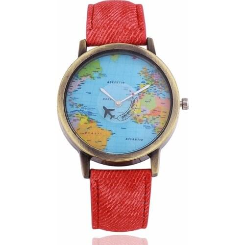 Fashion Casual World Map Womens Quartz Wristwatch Canvas Womens Bracelet Watch Childrens Watch Relogio Feminino Mens Watch