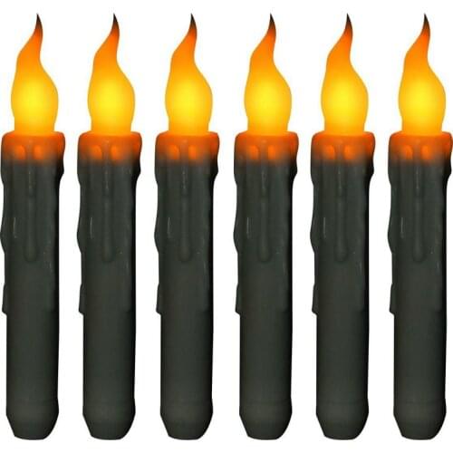 Set of 6 Flameless Led Taper Candle Flickering Waxless Candlestick f/Wedding Xmas Home table party-6 hrs on 18 hrs Timer control