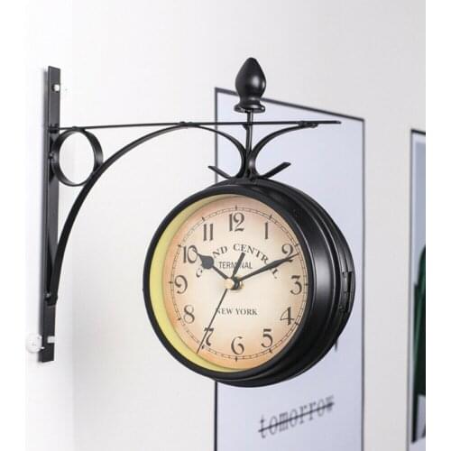 Wall Clock Outdoor Garden Gentral Station Wall Clock Double Sided Outside Bracket Retro LS Victorian Design Wall Clocks Dropship