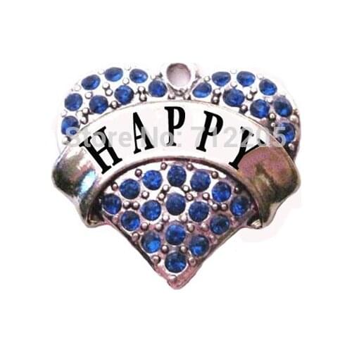 New 100pcs a lot rhodium plated best-selling HAPPY Crystal Heart Family Pendant(P100156)