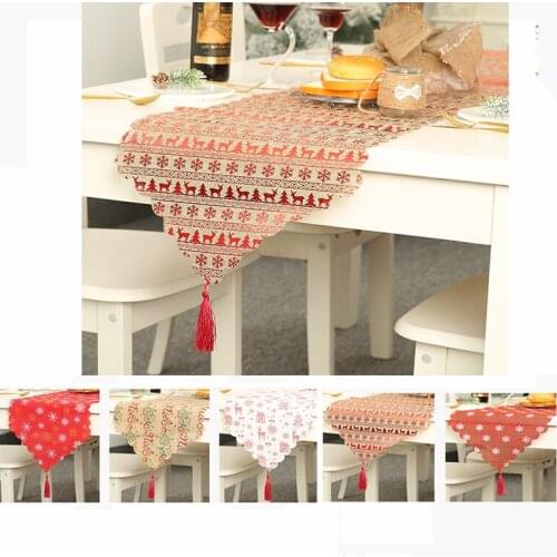 2019 Christmas New Christmas Decorations Burlap Print Table Flag Table Decoration Tablecloth Placemat