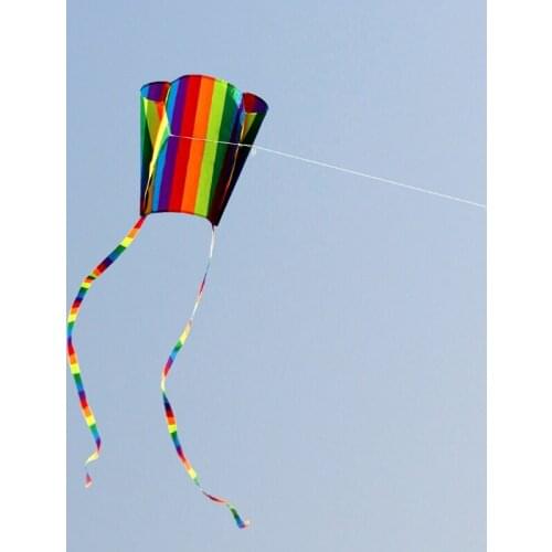 New Rainbow Parafoil Kite With Tails Soft Kite Flying Toys Give 30m Kite Line