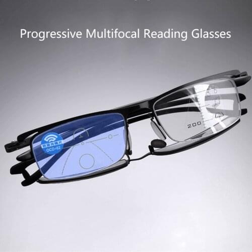 Anti blue light Progressive Reading Glasses Men Multifocal Near far Presbyopic Glasses Half Frame TR90 flexible ultralight