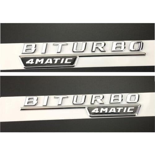 Flat Chrome BITURBO 4MATIC Letters Fender Emblem Badge Emblems for Mercedes