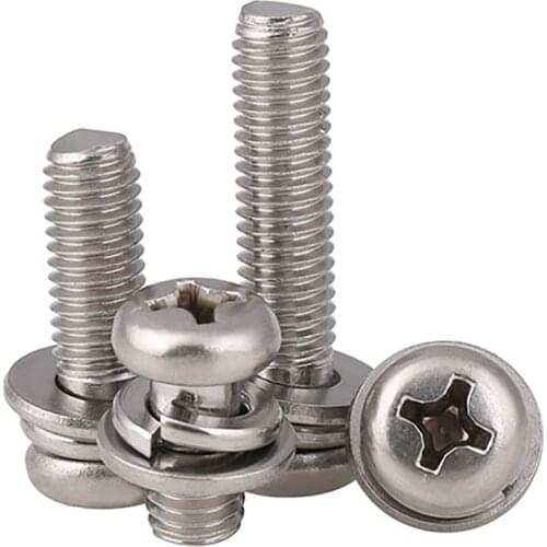 Phillips Pan Head Sping Flat Washer Sems Screws A2 Stainless M2 2.5 3 4