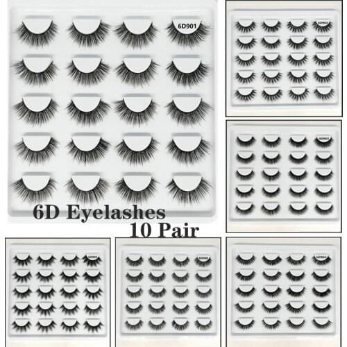 AY 10 Pairs 6D Soft Mink Hair False Eyelashes Handmade For Women Long Lashes Nature Eye Makeup Tools Faux Eye Lashes Wholesale