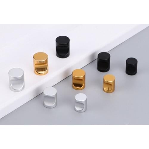 Modern simple aluminum alloy single hole golden handle black round cabinet drawer solid Knobs