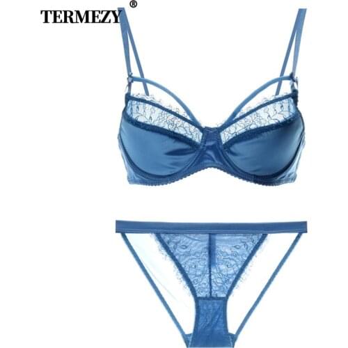 TERMEZY Women Underwear set Push up Bralette Women Underwear Bra & Brief Sets Satin Lingerie Sexy Panties And Bra Sets