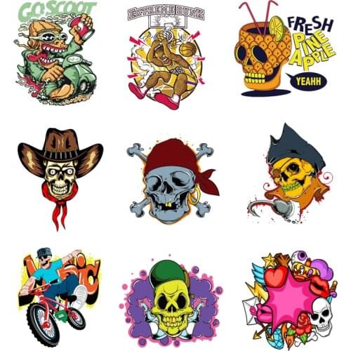 Iron-on Transfers for Clothing Patches for Clothes Badge Stickers Diy Skull Patch Flex Fusible Transfer Vinyl Adhesive Stripe J
