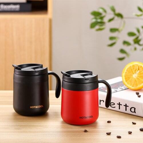 500ml Thermos Coffee Mug Stainless Steel Tumbler Vacuum Flask Coffee Mug Water Bottle Thickened Insulated Thermocup Lid Mug