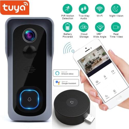 Tuya Wi-Fi Smart Video Doorbell 1080P Support Google Alexa Chromecast Voice Control Smart Home Night Vision Doorbell