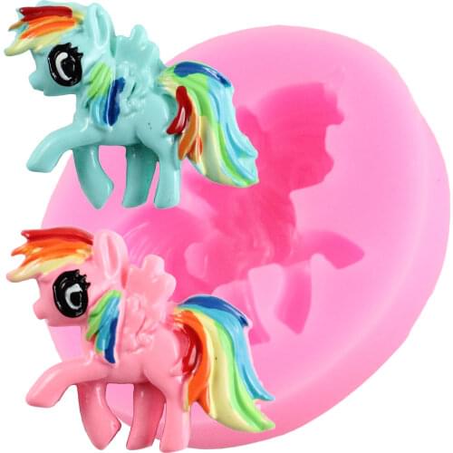 Cartoon Unicorn Silicone Mold Cupcake Topper Fondant Cake Decorating Tools Chocolate Gumpaste Moulds Candy Resin Clay Molds