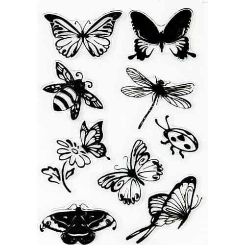 YLCS193 Butterfly Silicone Clear Stamps For Scrapbook DIY Album Paper Cards Decoration Embossing Folder Rubber Stamp 11*16cm