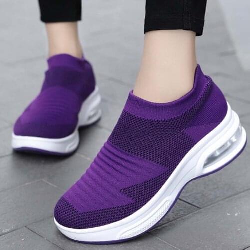 Women Vulcanize Sneakers Casual Woman Mesh Slip On Sneakers Womens Wedge Shoes Female Tenis Woman Fashion 2021 Fast Delivery