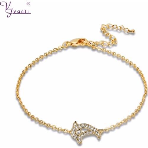 Women Gift Dolphine Shape New Style Gold White Color Bracelet Bangle Pulseras