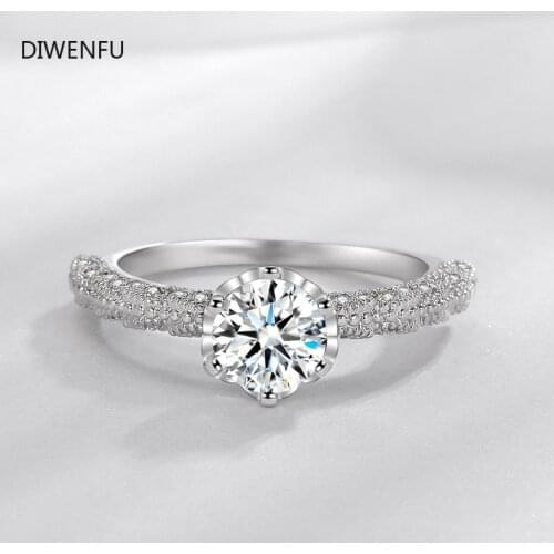 DIWENFU Solid 925 Sterling Silver Rings for Women Stacking Band Engagement Wedding Part Gift Classic Romantic Fine Jewelry
