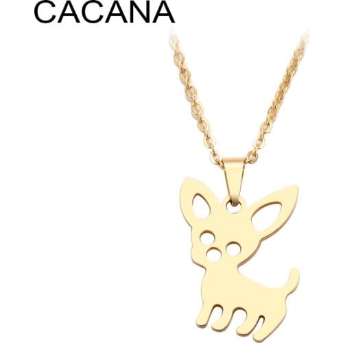CACANA Stainless Steel Necklace For Women Simple Lovely Kitten Pendant Necklace Engagement Jewelry