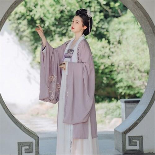 Women Fairy Chinese Traditional Hanfu Dress Costume Outfit Girls Retro Stage Dress Folk Dance Chest-ru Dress and Coat Costume