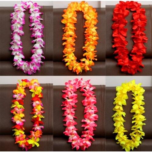 100pcs Artificial Flowers Wreath Party Decoration Hawaiian Flower Leis Wedding Birthday Supplies Garland Flower Necklace SN1940