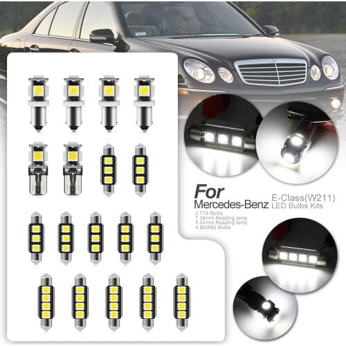 17pcs Canbus White Car LED Light Bulbs Interior Package Kit For 2002-2007 Mercedes Benz E-Class W211 Map Dome Footwell Led Lamp