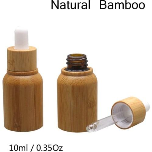 2ps/lot Wholesale 10ml Empty Natural Bamboo Wood Glass Dropper Bottle Bottle Refillable Bottle Free Tool 1 Funnel+1soft Tube