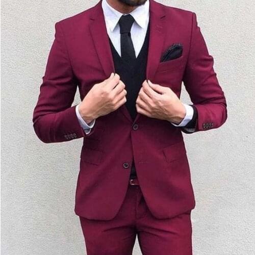 2017 Latest Coat Pant Designs Red Wedding Suits Slim Fit Skinny 3 Piece Tuxedo Fashion Party Prom Suits Tailor Blazer Masculino
