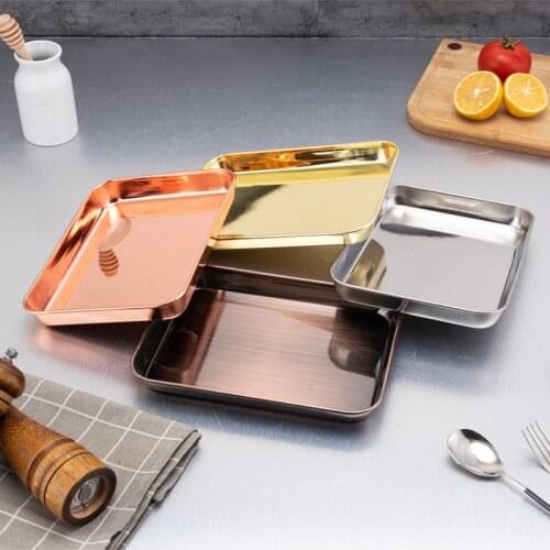 304 stainless steel intestinal powder tray small tray rectangular flat side plate home dumplings grilled fish plate