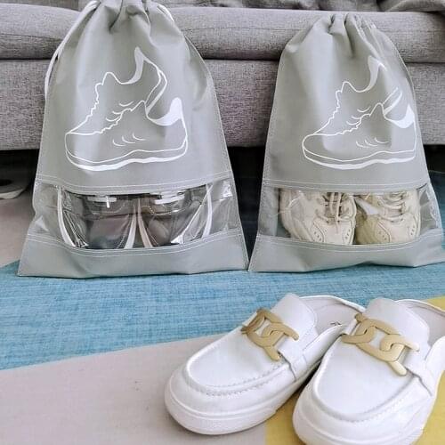 W&G Shoe Storage Bag Drawstring Shoe Bag Shoe Organizer Bag Travel Slippers Dust-proof Bag Non-woven Household Shoe Bag