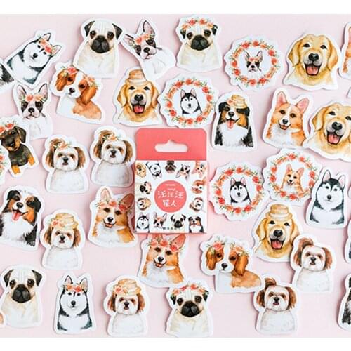 45 pcs/pack Kawaii Dog Decoration Washi Stickers Cartoon Animal Diary Label Paper Stickers Pack DIY Stickers Gift School Supply