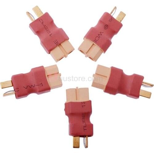 5Pcs T Male Plug to XT60 Female Adapter Conversion Connector for RC Helicopter Quadcopter LiPo Battery Plug Connector