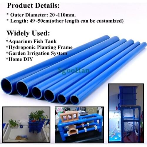 50cm Long 2pcs OD 20~110mm Aquarium Fish Tank PVC Pipe Home Garden DIY Shelf Tube Irrigation Hydroponic Planting Frame Pipe