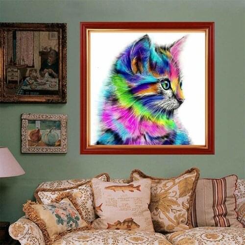 5D DIY Handicraft Diamond Sticker Cat Diamond Painting Cross Stitch Full Drill Rhinestone Mosaic Toys For Kids Adults