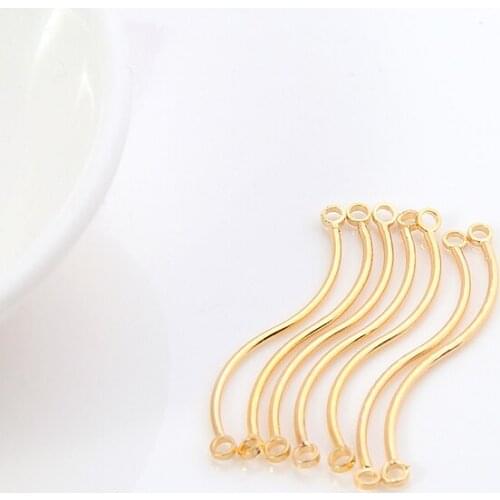 6pcs Handmade Jewelry Accessories Genuine Gold Electroplating Color preserving practical Twisted Shape Double Head Hanging