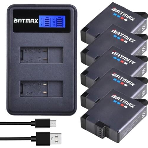 Batmax 1680mAh Battery for Gopro 6 +LCD USB Dual Charger for Gopro 5 Gopro 6 New Gopro 7 Gopro hero 8 action camera