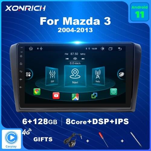4GB+128GB AI Voice Control Android 11 Car Radio Multimedia For Mazda 3 bk 2004-2013 Navigation GPS Video Player RDS Carplay Wifi