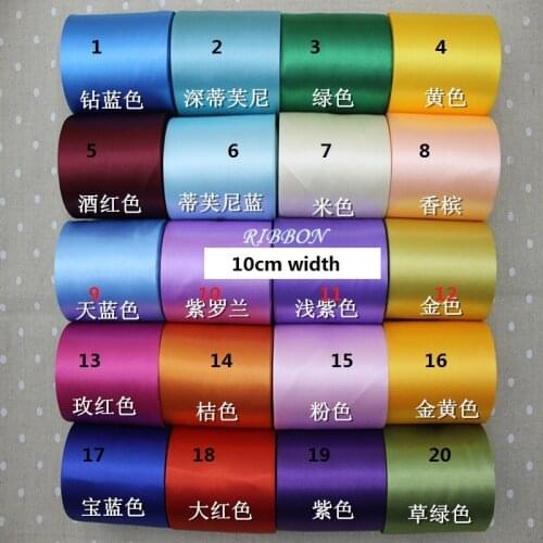 Free shipping 10cm single face satin ribbon,20 Meter/roll/Lot 20 colors can option gift packing Wedding belt HOHO
