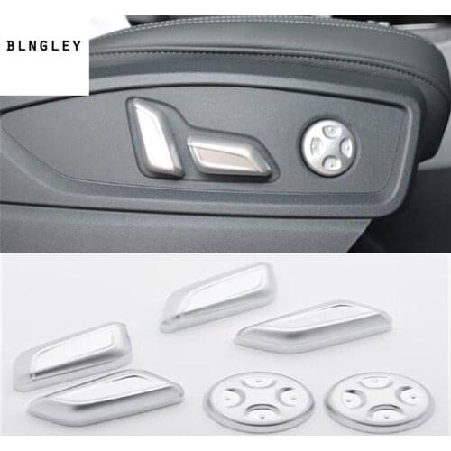 Free shipping 6pcs/lot ABS Chrome Seat control adjustment button decoration cover for 2018 AUDI Q5 car accessories