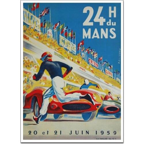 No Frame HD Home Decoration Printing 24 Heures Du Mans 1959 Poster Canvas Wall Art Oil Painting Living Room Decor