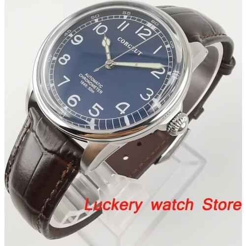 Corgeut 41mm Men Watch 316L stainless steel case leather strap miyota Automatic Movement Mechanical Wrist Watches