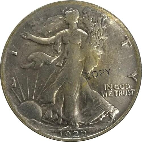 D 1929 United States Walking Liberty Half Dollar Cupronickel Plated Silver Collectibles Copy Coin