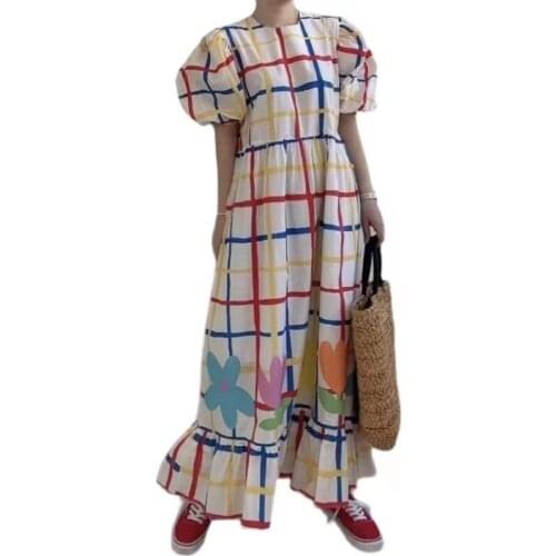 Korean Style Childish and Full of Contrast Color Long Age-reducing Dress