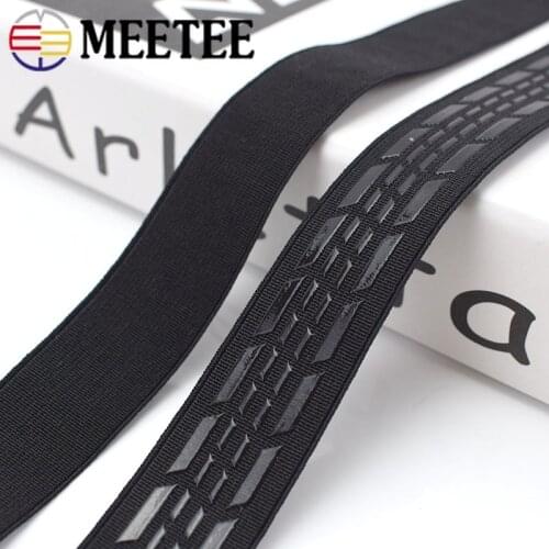 Meetee 2/5/10M 25mm Non-slip Silicone Black Elastic Band Sportswear Belt Elastic Webbing DIY Outdoor Clothing Sewing Material
