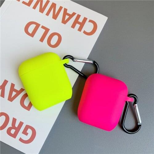 Fluorescent color For Apple Airpods 2/1 Case Solid color Bluetooth Earphone Cover For Airpods Pro Headphone Box Silicone Funda
