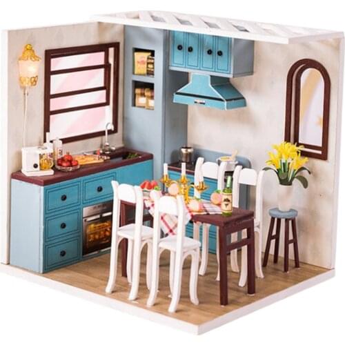 1/24 DIY Dollhouse Miniature Kitchen Dining Room W/ Furniture Accessories
