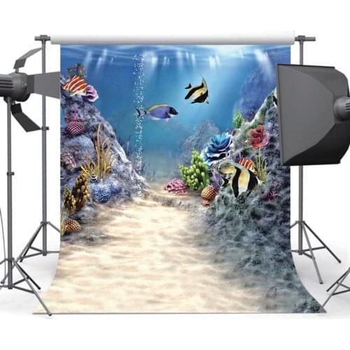 MOCSICKACartoon Sea World Photography Backdrop Fish Seaweed Background for Photo Studio S-1957