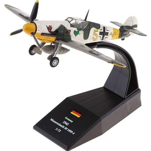 1/72 Bf-109 Fighter Aircraft Diecast Model - Germany Military Combat Air Plane on Stand - Great Collectible Display Model