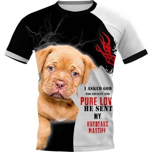 CLOOCL Mens T-shirt Animal Bordeaux Mastiff 3D Print Dog Black Lightning Tee Shirt Clothing Unisex Short Sleeve Tops
