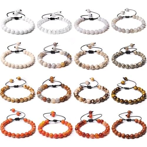 Women Men Couple Natural Yellow Orange Tiger Eye Jaspers Agayes Stone Round Beads Healing Bracelet Men Fashion Jewelry Wholesale