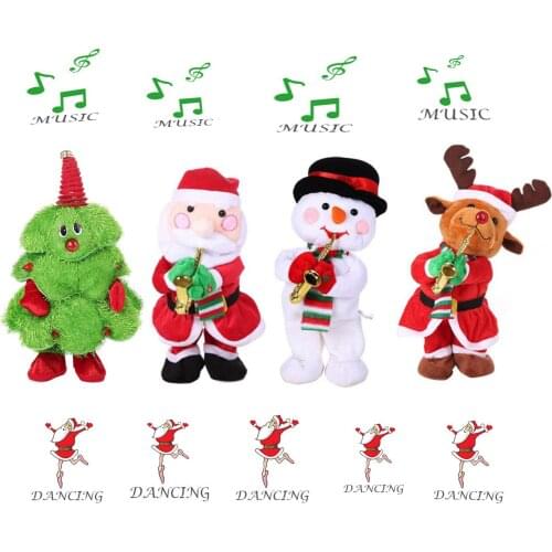 Musical Toy Christmas Gift Singing and dancing Doll Christmas Tree Swinging Hat Electric Children Toys
